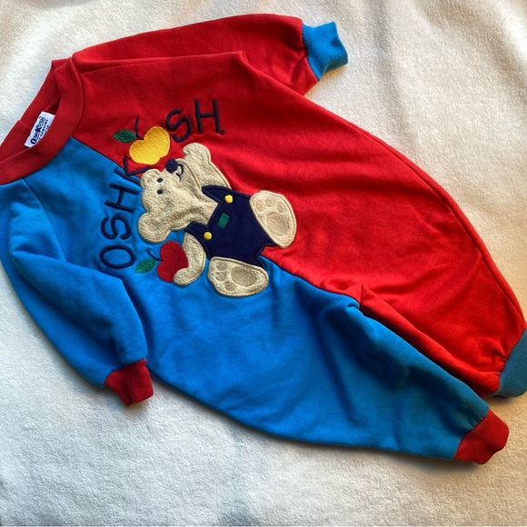 Vintage Oshkosh Blue and Red Apple Bear Romper - Picture 12 of 14